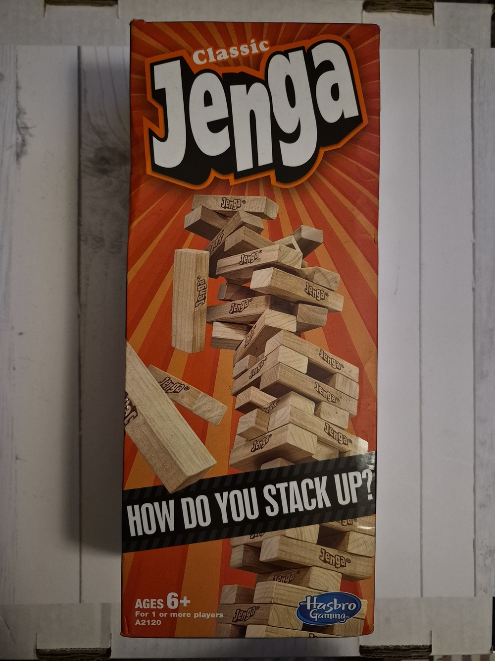 Hasbro Jenga Game - Orange and Natural Wood